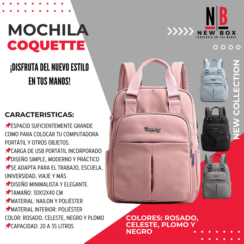 MOCHILA COQUETTE + AGENDA DE REGALO