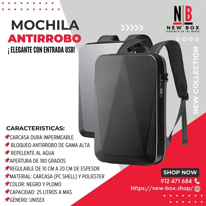 MOCHILA ANTIRROBO CON ENTRADA USB